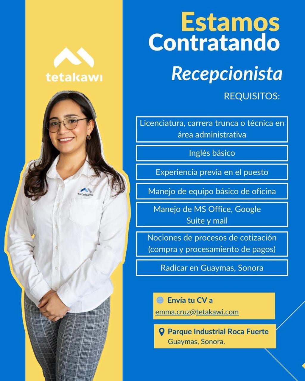 Tetakawi - Estamos contratando: Recepcionista